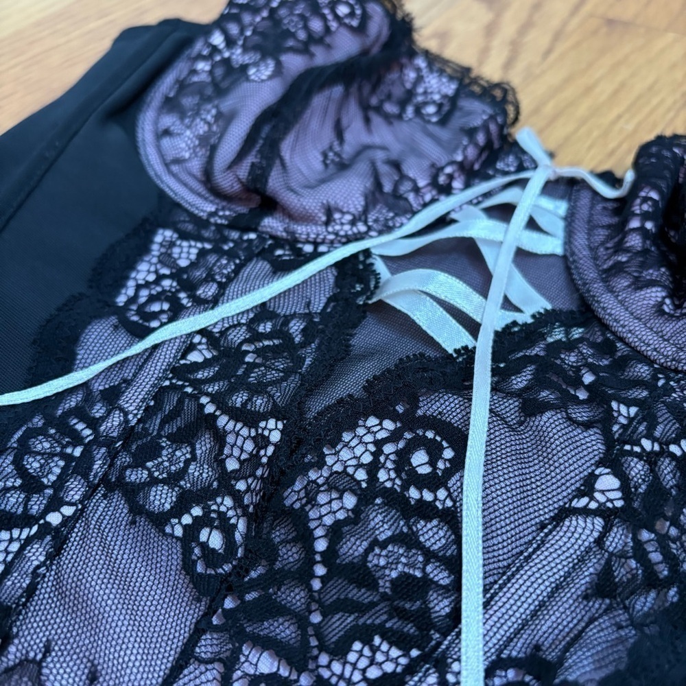 Mesh Lace Bow Corset with Underwire Bra - Picture 11 of 13
